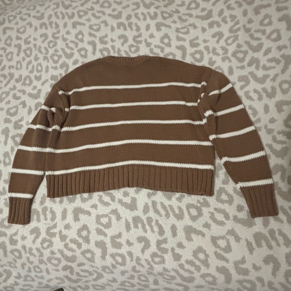 🍂Jenni Kayne Chloe Crewneck Sweater in Brown and White Stripes - Picture 3 of 7